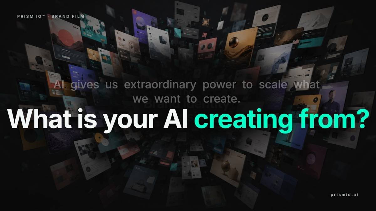 Prism IO keynote film, opening frame: What is your AI creating from?